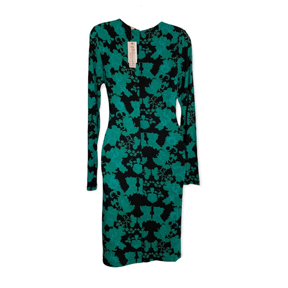 Philosophy long sleeves green combo printed cut and sew dress Medium NWT - Picture 2 of 3
